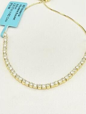 NWT 2.20 CTW VVS D Moissanite Bracelet - 18K Gold over .925 Silver - 9.5"